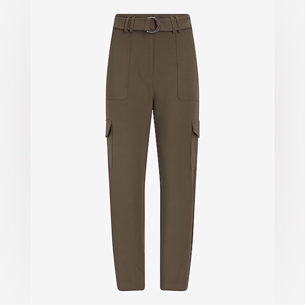 Express Super High Waisted Belted Cargo Pants Olive Size 2